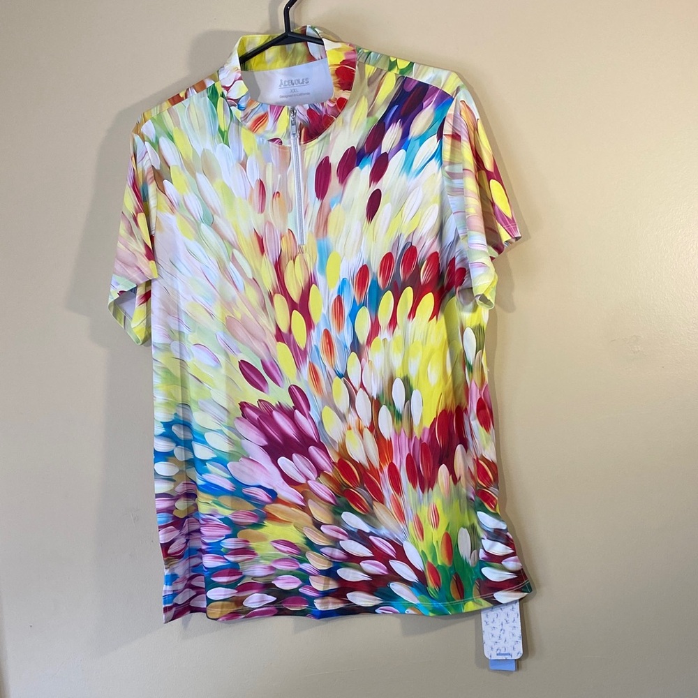 NWT Acegolfs UPF 50+ Moisture Wicking Multicolor Print Golf Top NWT Women’s